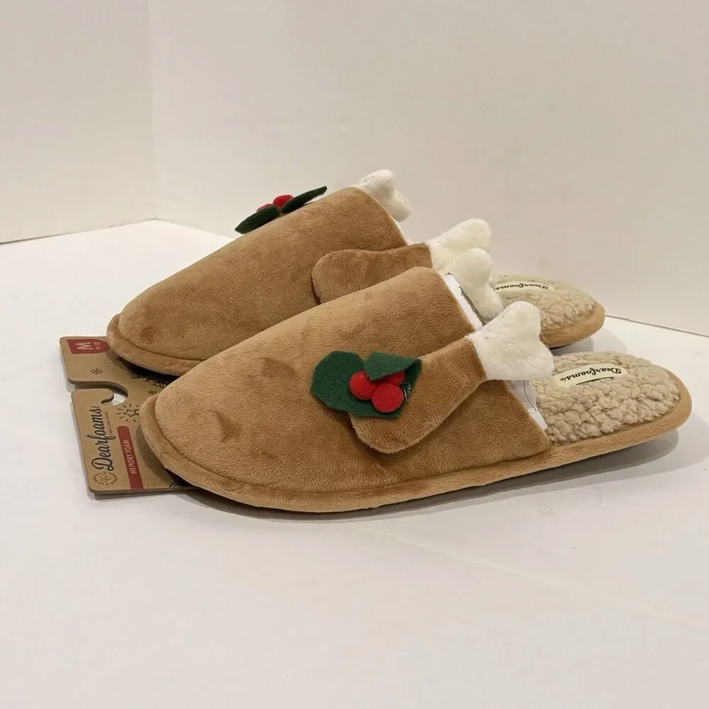 Dearfoams Men's Size M 9-10 Turkey Scuff Slippers Holiday Thanksgiving Winter